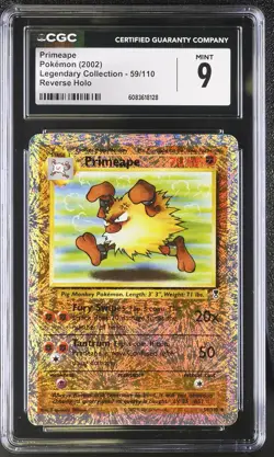 CGC 9 MINT Primeape 2002 Legendary Collection 59/110 Reverse Holo Pokemon Card - Image 1