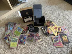 Large Pokemon Card Lot + ZLCA TCG Deck Box - Originals + AliExpress Metal Cards - Image 1