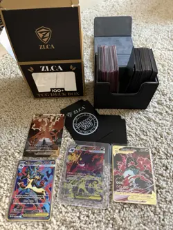 Large Pokemon Card Lot + ZLCA TCG Deck Box - Originals + AliExpress Metal Cards - Image 2