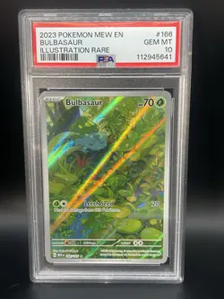 Pokemon Bulbasaur Illustration Rare Mew Scarlet & Violet 151 Card 166/165 PSA 10 - Image 1