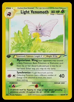 Pokemon Card - Light Venomoth Neo Destiny 53/105 Uncommon 1st Edition - Image 1