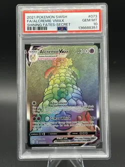 🔥Pokemon ALCREMIE VMAX PSA GEM/MINT 10!!Secret Rare Rainbow 073/072🔥 - Image 1