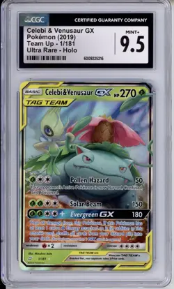 CGC 9.5 Celebi & Venusaur GX Pokemon Sun & Moon Team Up Holo 1/181 - Image 1