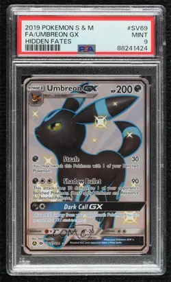 Shiny - Umbreon GX Pokemon Sun & Moon Hidden Fates Vault PSA 9 MINT - Image 1