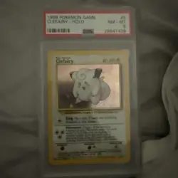 1999 POKEMON BASE SET UNLIMITED #5 CLEFAIRY-HOLO PSA 8 - Image 1