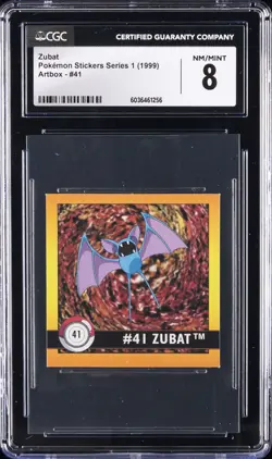 1999 POKEMON STICKERS SER 1 #41 ZUBAT CGC 8 - Image 1