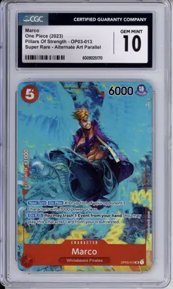 CGC 10 One Piece Marco Pillars Of Strength Alt Art Parallel OP03-013 SR - Image 1
