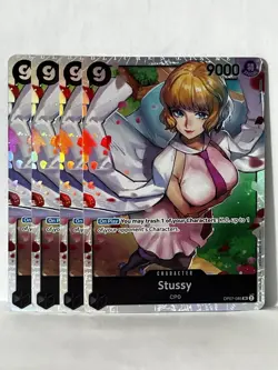 4x One Piece Card Stussy OP07-085 SR 500 Years in the Future English Playset NM - Image 1