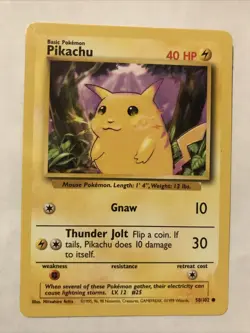 Pokemon TCG Pikachu Base Set 58/102 Regular Unlimited Common Card - Image 1