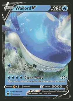 Champion's Path Wailord V #13/73 Ultra Rare Pokemon Card - Image 1