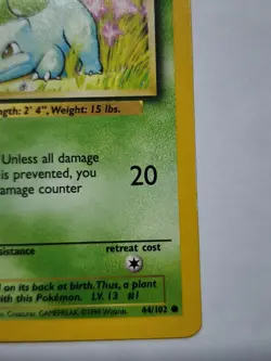 Bulbasaur 1999 Base Set Unlimited WOTC Vintage Pokemon Card 44/102 (NM) - Image 5