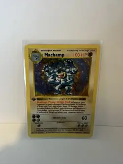 Pokemon TCG Machamp Holo 1st Edition Base Set #8/102 Shadowless Rare Card LP - Image 1