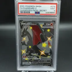 PSA 9 MINT POKEMON CHAMPION'S PATH CHARIZARD V FULL ART SECRET RARE CARD #079 - Image 1