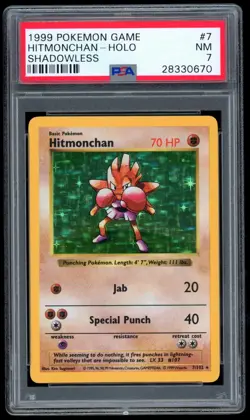 POKEMON - PSA 7 - Hitmonchan 7/102 HOLO - BASE SET SHADOWLESS - GRADED CARD - Image 1