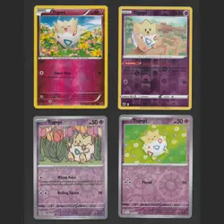Togepi Pokemon Card Collection Set of 4 Reverse Holo Cute Cards - Image 1
