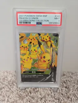PSA 9 Pikachu V-Union SWSH BSP #142 Celebrations Collection Promo Cards Holo - Image 1