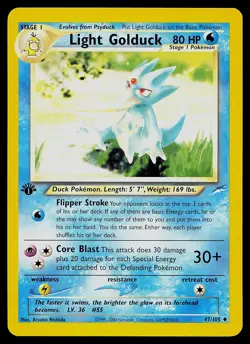 Pokemon Card - Light Golduck Neo Destiny 47/105 Uncommon 1st Edition - Image 1