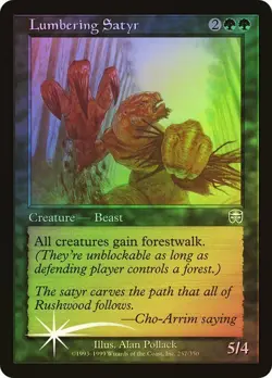 Mercadian Masques MTG FOIL Lumbering Satyr Magic - Image 1