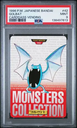 PSA 9 2025 CERT POP 22 GOLBAT 1996 POKEMON JPN BANDAI CARDDASS VENDING #42 RED - Image 1