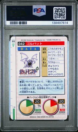 PSA 9 2025 CERT POP 22 GOLBAT 1996 POKEMON JPN BANDAI CARDDASS VENDING #42 - Image 2