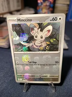 Pokemon TCG Minccino 075/086 Black Bolt Master Ball Pattern Holo - Image 1