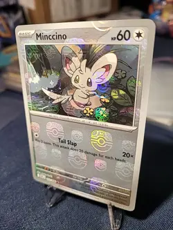 Pokemon TCG Minccino 075/086 Black Bolt Master Ball Pattern Holo - Image 2