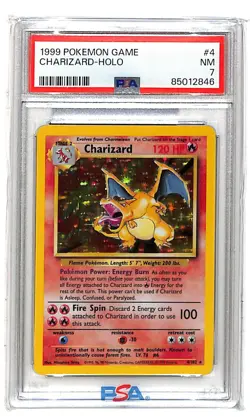 1999 Pokemon game #4 Charizard - Holo PSA NM 7 - Image 1