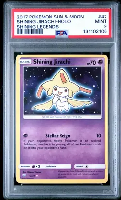 2017 POKEMON SUN & MOON SHINING LEGENDS #42 SHINING JIRACHI-HOLO PSA 9 - Image 1