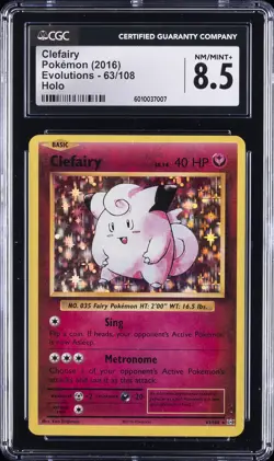 2016 POKEMON EVOLUTIONS, HOLO #63/108 CLEFAIRY CGC 8.5 - Image 1