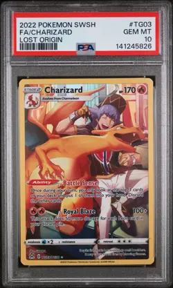 2022 POKEMON SWORD & SHIELD LOST ORIGIN #TG03 FULL ART/CHARIZARD PSA 10 - Image 1