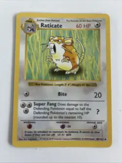Raticate Pokemon 40/102 Base Set SHADOWLESS 1999 Vintage WOTC TCG - Image 1