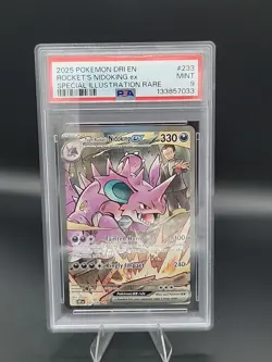 2025 Pokemon DRI EN Rocket's Nidoking Ex 233/182 Special Illustration Rare PSA 9 - Image 1