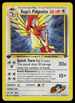 Pokemon Card - Koga's Pidgeotto Gym Challenge 27/132 Rare 1st Edition - Image 1
