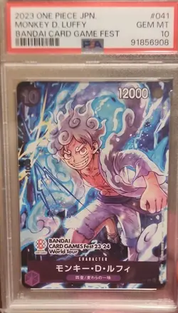 Bandai Monkey D. Luffy 041 One Piece Card Game Fest Foil Promo PSA 10 2023 - Image 1