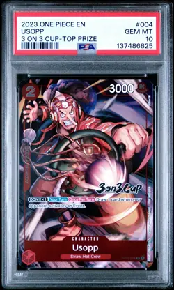 2023 OP01-004 Usopp Top Prize 3 On 3 Cup Promo One Piece Card PSA 10 Gem Mint - Image 1