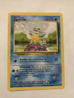 Pokemon TCG Squirtle Base Set 63/102 Regular Common Card - Image 1