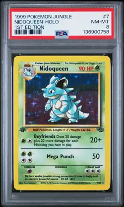 1999 POKEMON JUNGLE 1ST ED #7 NIDOQUEEN-HOLO PSA 8 - Image 1
