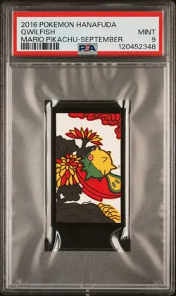 2016 POKEMON HANAFUDA MARIO PIKACHU SEPTEMBER QWILFISH PSA 9 - Image 1