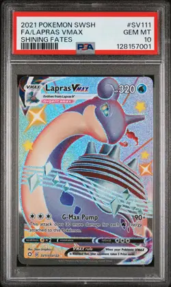 2021 POKEMON SWORD & SHIELD SHINING FATES #SV111 FULL ART/LAPRAS VMAX PSA 10 - Image 1