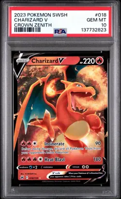 2023 Pokemon Charizard V #018/159 Holo Crown Zenith PSA 10 MINT - Image 1