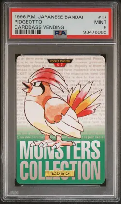 PSA 9 POP 34 PIDGEOTTO 1996 POKEMON JAPANESE BANDAI CARDDASS VENDING #17 - Image 1