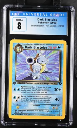 Dark Blastoise Pokemon 2000 Team Rocket 1st Edition 20/82 CGC 8 NM/Mint - Image 1