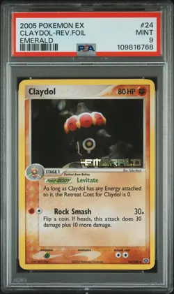 2005 POKEMON EX EMERALD #24 CLAYDOL-REVERSE FOIL PSA 9 - Image 1
