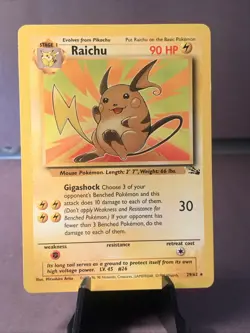 Pokemon TCG Raichu #29/62 Rare Fossil Set Unlimited Non Holo 1999 WOTC VTG LP - Image 1