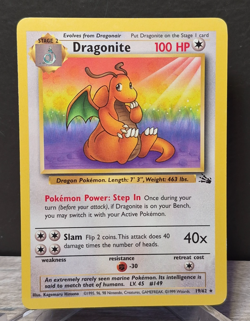 Pokemon TCG Dragonite 19/62 Fossil Set Non-Holo Rare 1999 WOTC LP-NM - Image 1