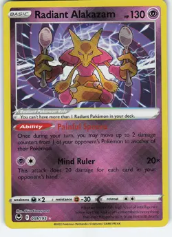 Radiant Alakazam 059/195 Radiant Rare Holo SWSH12: Silver Tempest NM Pokemon - Image 1