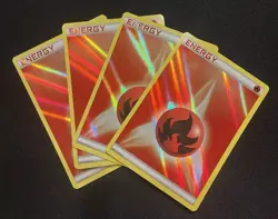 NM/ Mint! Pokemon 4x SET Fire Energy Holo 2013 Black and White - Image 1