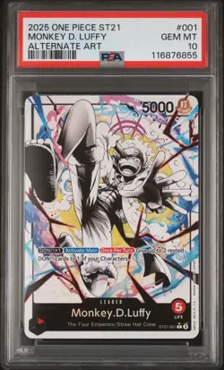 One Piece ST21-001 Monkey D Luffy Gear 5 Starter Deck 21 Alt Art Parallel PSA 10 - Image 1