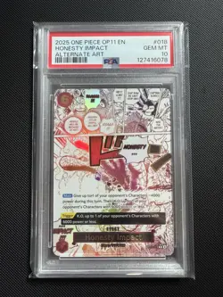 2025 ONE PIECE OP11-A FIST OF DIVINE SPEED ALTERNATE ART HONESTY IMPACT PSA 10 - Image 1