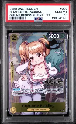 PSA 10 2023 ONE PIECE PROMOS 008 CHARLOTTE PUDDING ONLINE REGIONAL FINALIST - Image 1